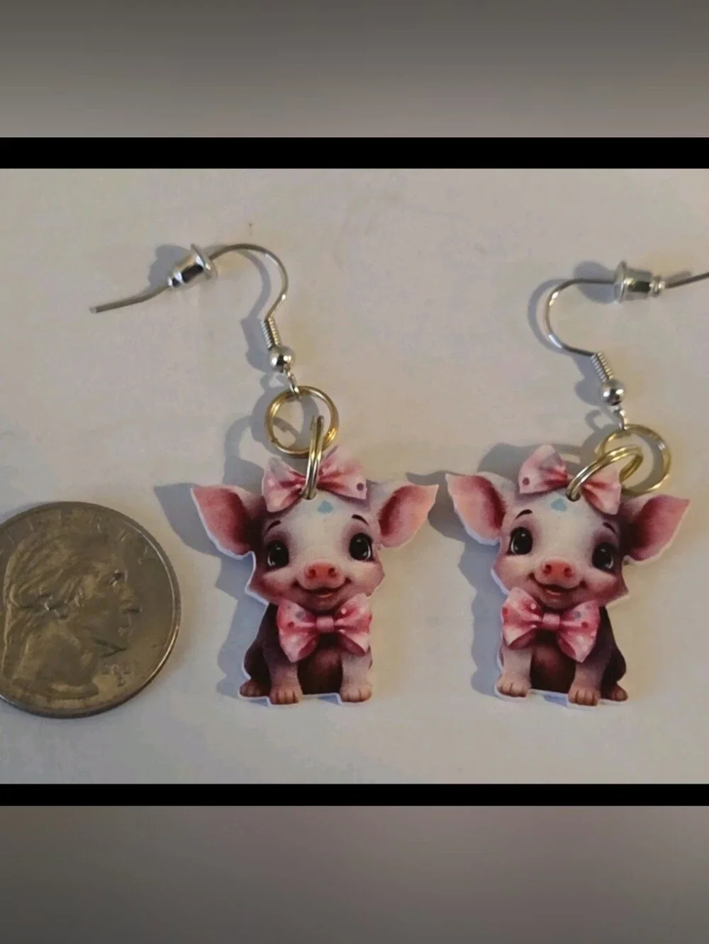 Cute Pink Piglet Bow Kids Earrings - Pink